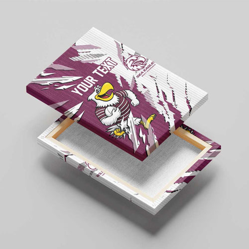 Personalized Manly Warringah Sea Eagles Canvas Wall Art Dynamic Lightning Mascot Rugby Australia