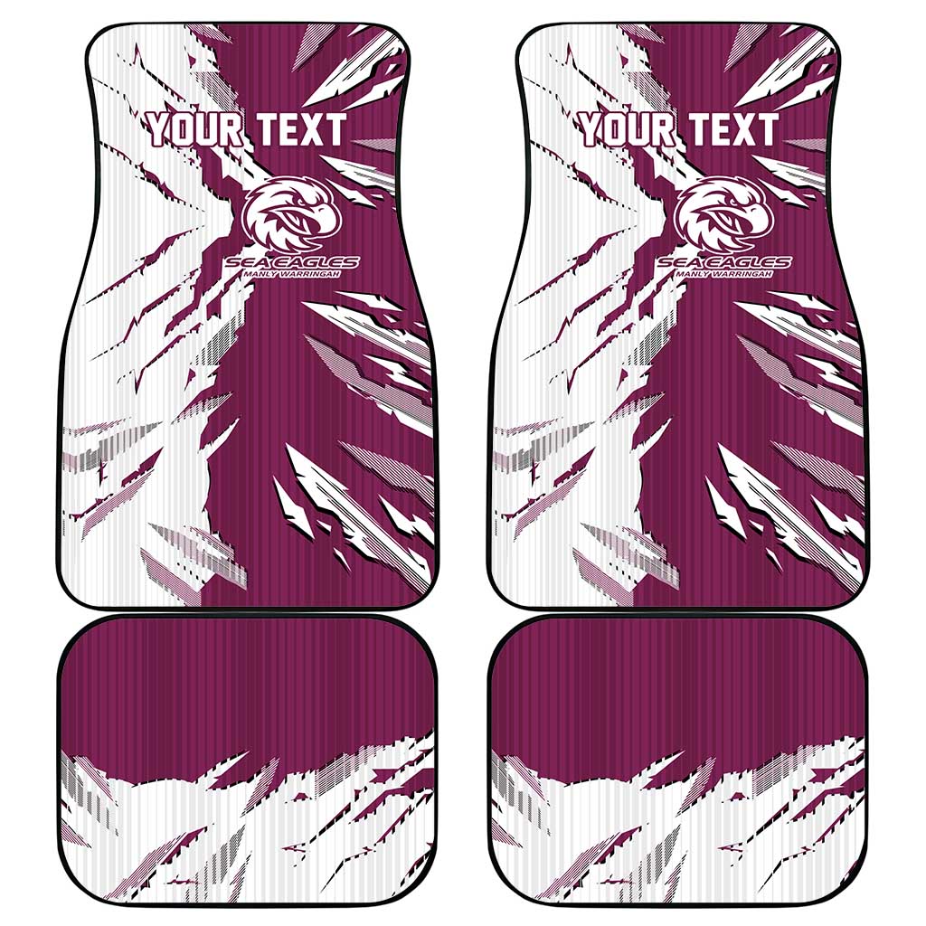 Personalized Manly Warringah Sea Eagles Car Mats Dynamic Lightning Mascot Rugby Australia