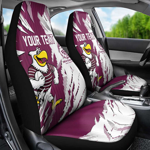 Personalized Manly Warringah Sea Eagles Car Seat Cover Dynamic Lightning Mascot Rugby Australia