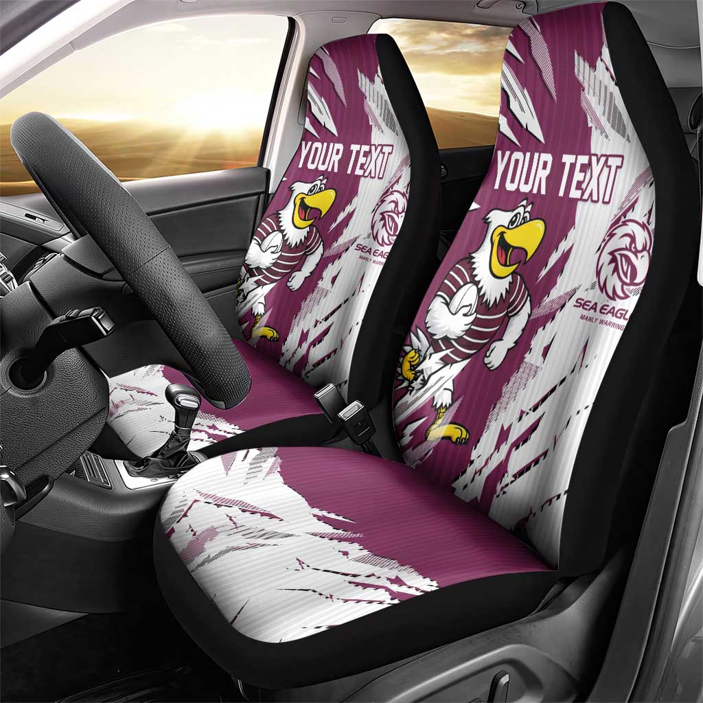Personalized Manly Warringah Sea Eagles Car Seat Cover Dynamic Lightning Mascot Rugby Australia
