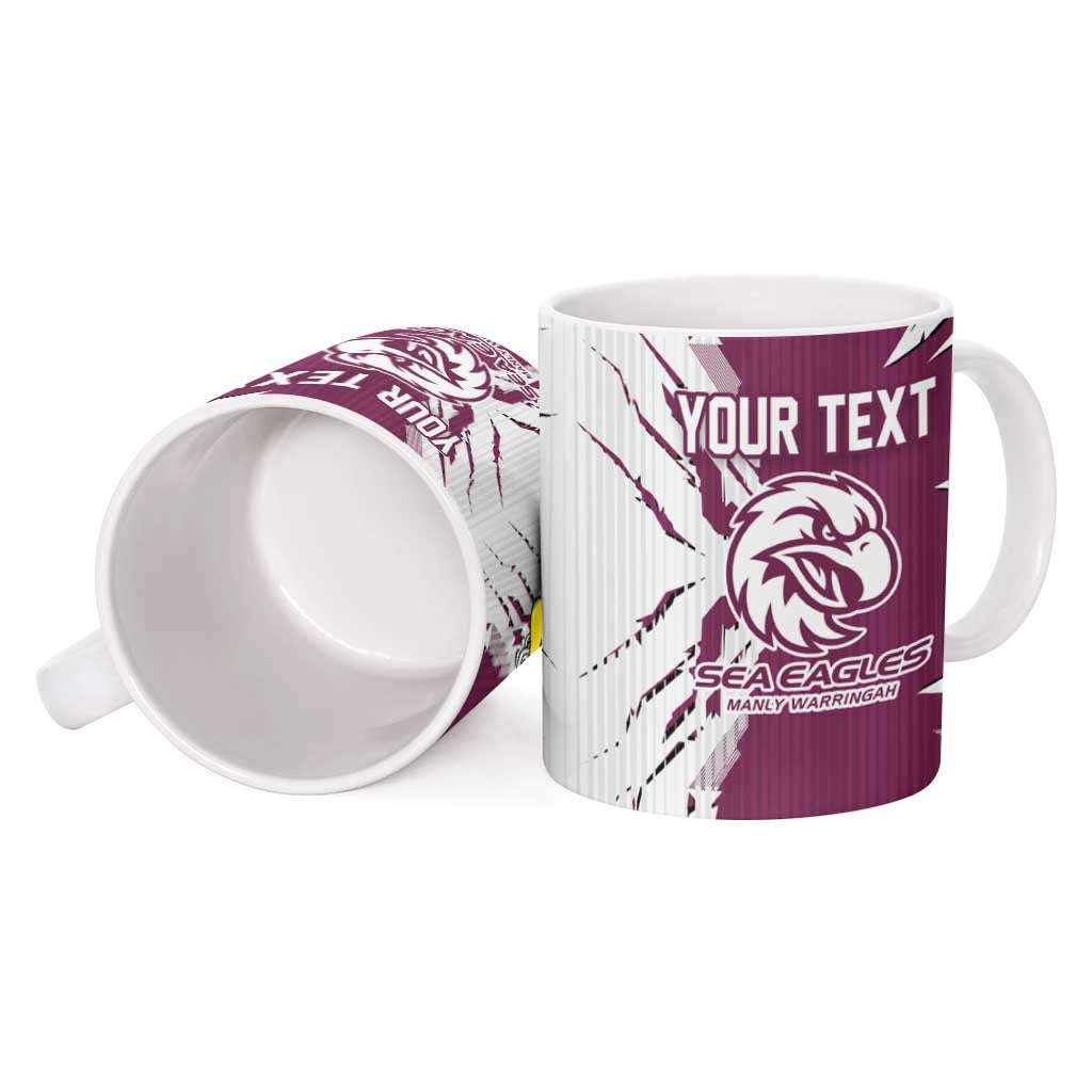 Personalized Manly Warringah Sea Eagles Ceramic Mug Dynamic Lightning Mascot Rugby Australia
