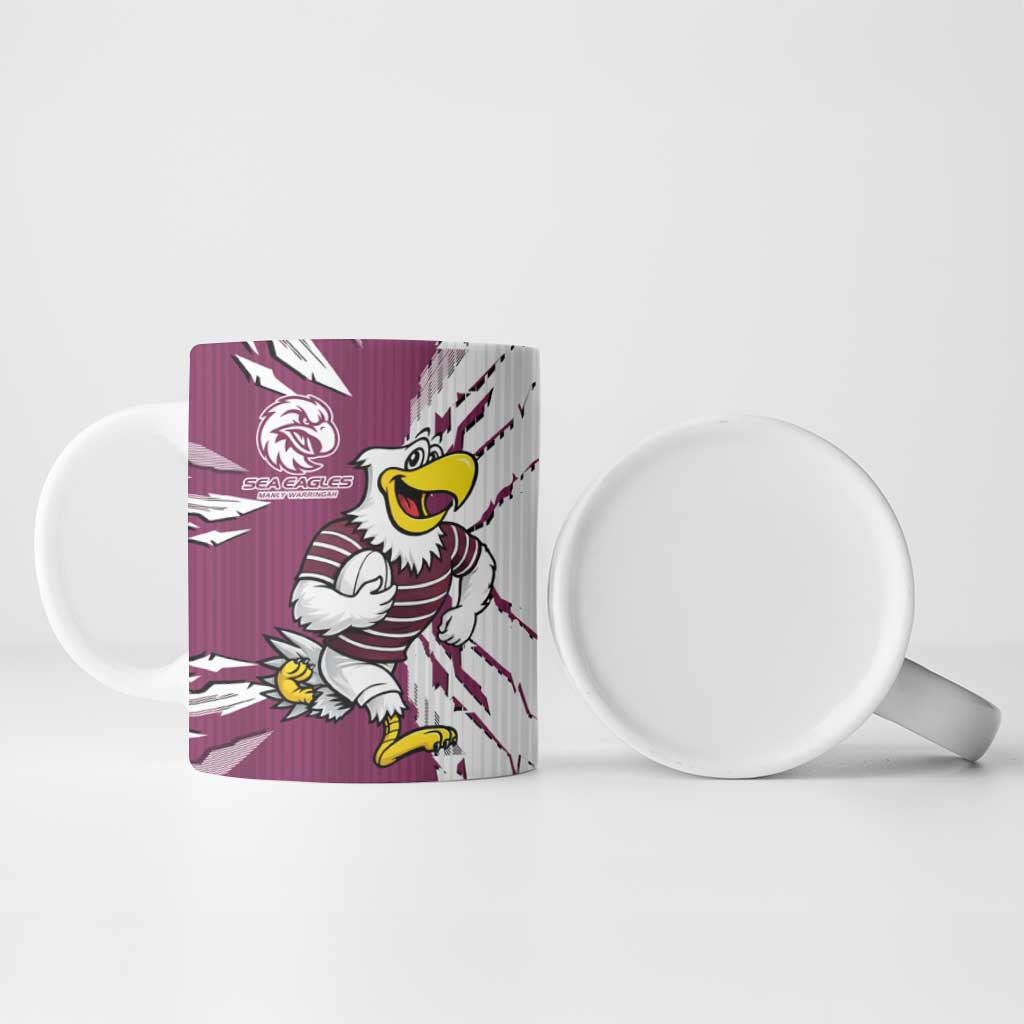 Personalized Manly Warringah Sea Eagles Ceramic Mug Dynamic Lightning Mascot Rugby Australia