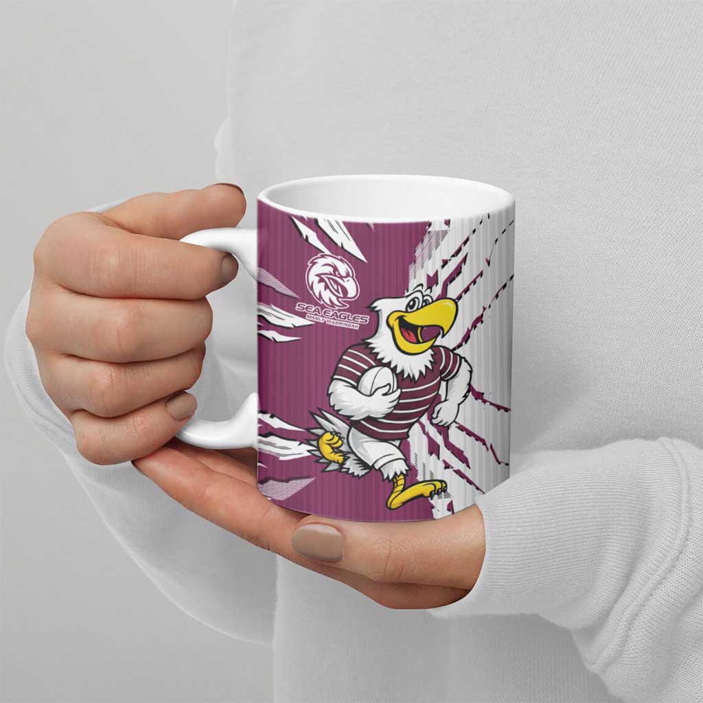 Personalized Manly Warringah Sea Eagles Ceramic Mug Dynamic Lightning Mascot Rugby Australia