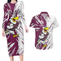Personalized Manly Warringah Sea Eagles Couples Matching Long Sleeve Bodycon Dress and Hawaiian Shirt Dynamic Lightning Mascot Rugby Australia