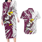 Personalized Manly Warringah Sea Eagles Couples Matching Long Sleeve Bodycon Dress and Hawaiian Shirt Dynamic Lightning Mascot Rugby Australia