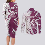 Personalized Manly Warringah Sea Eagles Couples Matching Long Sleeve Bodycon Dress and Long Sleeve Button Shirt Dynamic Lightning Mascot Rugby Australia
