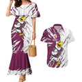 Personalized Manly Warringah Sea Eagles Couples Matching Mermaid Dress and Hawaiian Shirt Dynamic Lightning Mascot Rugby Australia