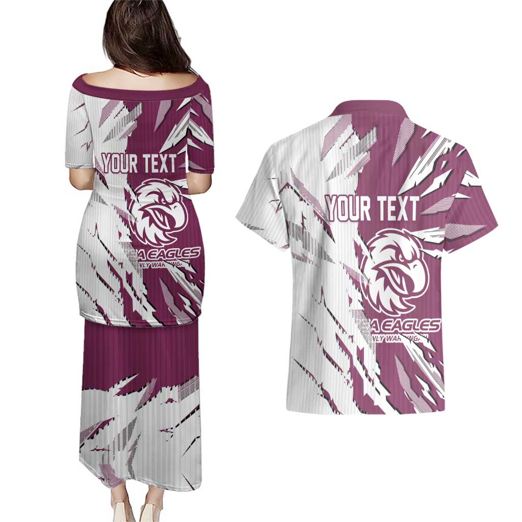 Personalized Manly Warringah Sea Eagles Couples Matching Puletasi and Hawaiian Shirt Dynamic Lightning Mascot Rugby Australia