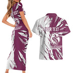 Personalized Manly Warringah Sea Eagles Couples Matching Short Sleeve Bodycon Dress and Hawaiian Shirt Dynamic Lightning Mascot Rugby Australia