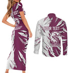 Personalized Manly Warringah Sea Eagles Couples Matching Short Sleeve Bodycon Dress and Long Sleeve Button Shirt Dynamic Lightning Mascot Rugby Australia