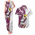 Personalized Manly Warringah Sea Eagles Couples Matching Tank Maxi Dress and Hawaiian Shirt Dynamic Lightning Mascot Rugby Australia
