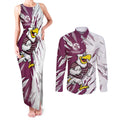 Personalized Manly Warringah Sea Eagles Couples Matching Tank Maxi Dress and Long Sleeve Button Shirt Dynamic Lightning Mascot Rugby Australia