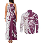 Personalized Manly Warringah Sea Eagles Couples Matching Tank Maxi Dress and Long Sleeve Button Shirt Dynamic Lightning Mascot Rugby Australia