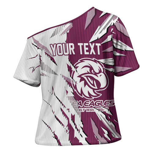 Personalized Manly Warringah Sea Eagles Cross Shoulder Shirt Dynamic Lightning Mascot Rugby Australia