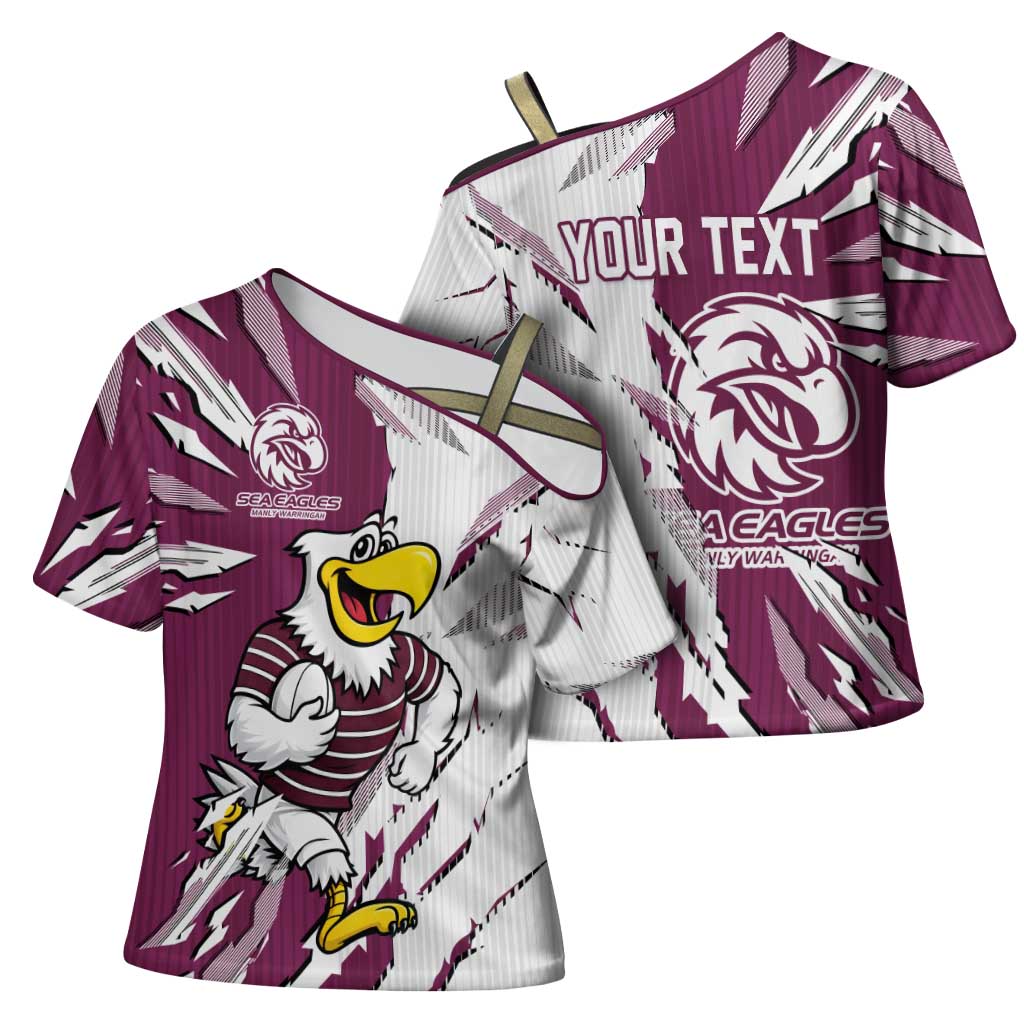 Personalized Manly Warringah Sea Eagles Cross Shoulder Shirt Dynamic Lightning Mascot Rugby Australia