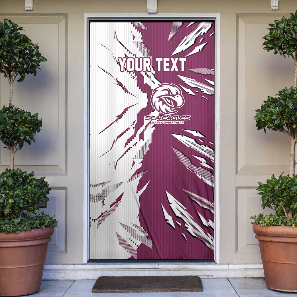 Personalized Manly Warringah Sea Eagles Door Cover Dynamic Lightning Mascot Rugby Australia