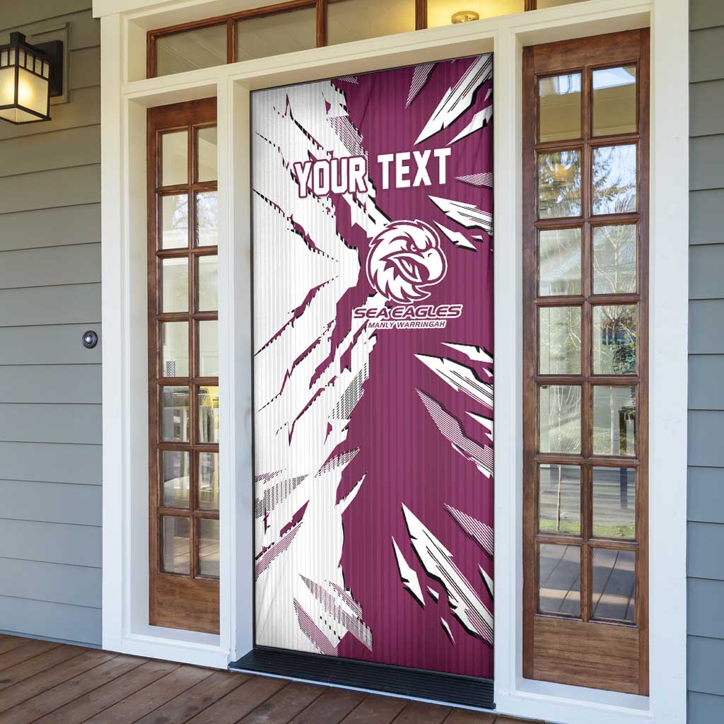 Personalized Manly Warringah Sea Eagles Door Cover Dynamic Lightning Mascot Rugby Australia