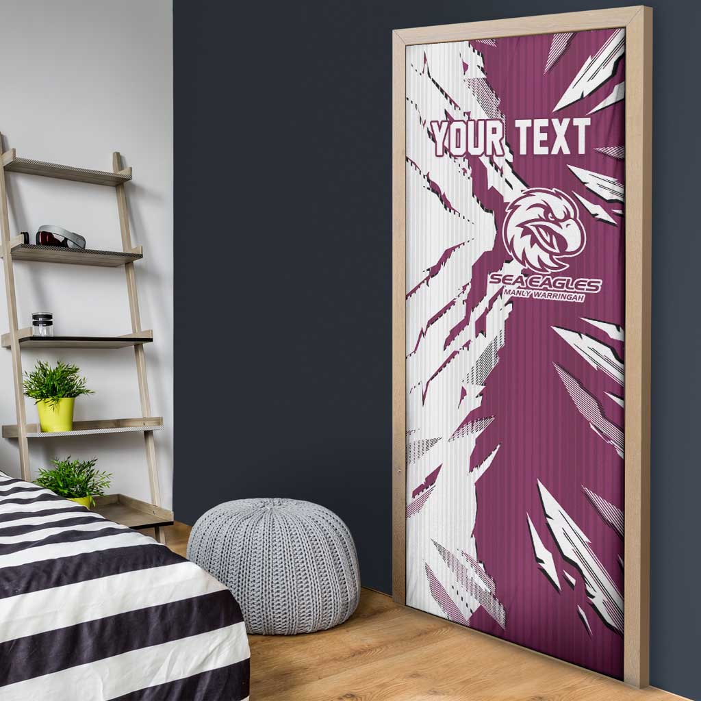 Personalized Manly Warringah Sea Eagles Door Cover Dynamic Lightning Mascot Rugby Australia