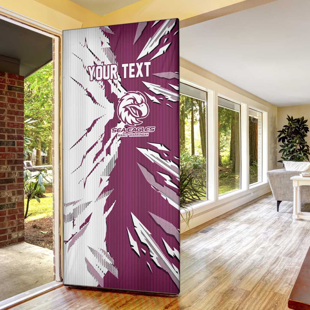 Personalized Manly Warringah Sea Eagles Door Cover Dynamic Lightning Mascot Rugby Australia