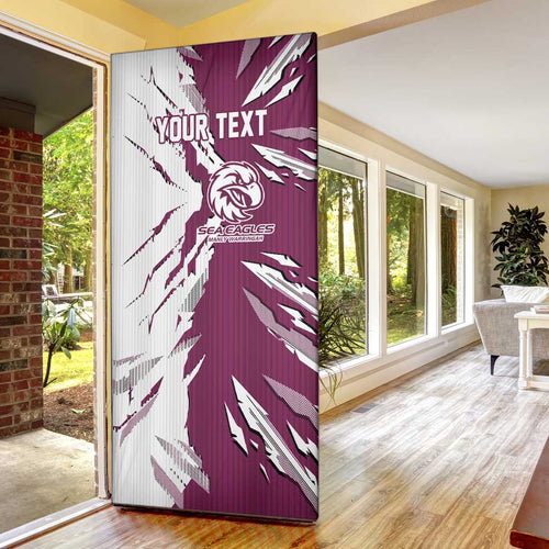 Personalized Manly Warringah Sea Eagles Door Cover Dynamic Lightning Mascot Rugby Australia
