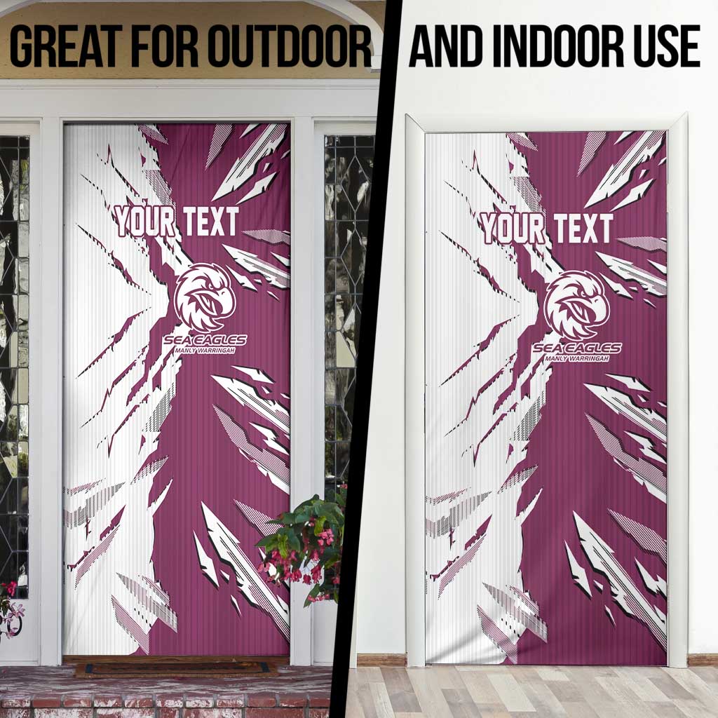 Personalized Manly Warringah Sea Eagles Door Cover Dynamic Lightning Mascot Rugby Australia