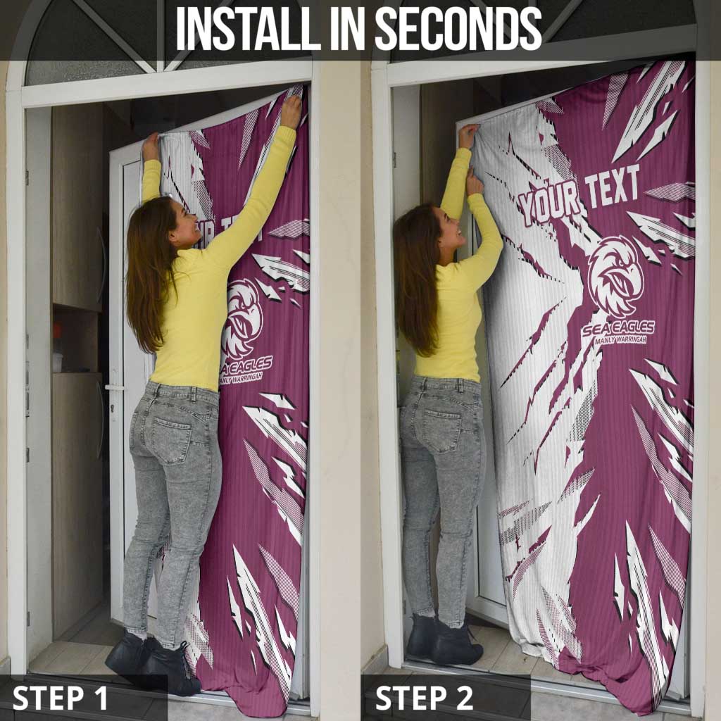 Personalized Manly Warringah Sea Eagles Door Cover Dynamic Lightning Mascot Rugby Australia