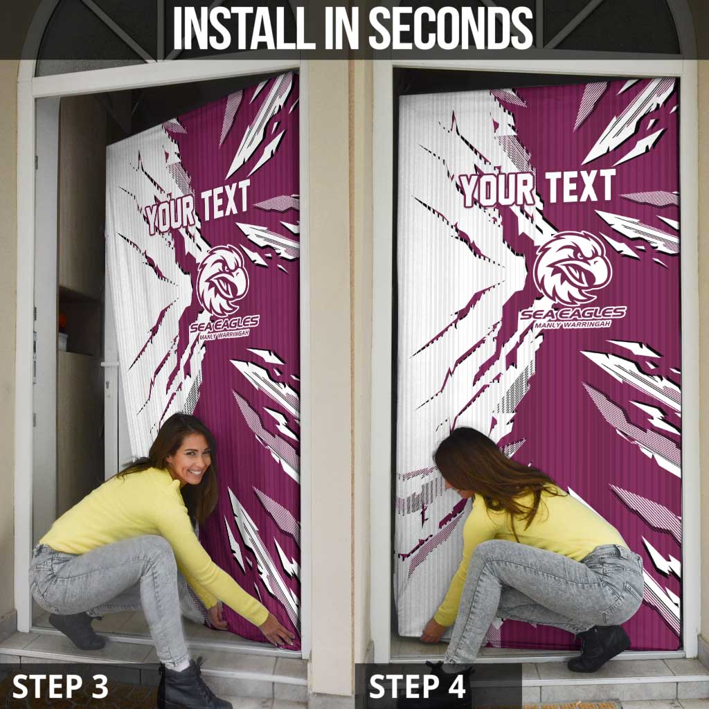 Personalized Manly Warringah Sea Eagles Door Cover Dynamic Lightning Mascot Rugby Australia
