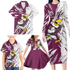 Personalized Manly Warringah Sea Eagles Family Matching Long Sleeve Bodycon Dress and Hawaiian Shirt Dynamic Lightning Mascot Rugby Australia