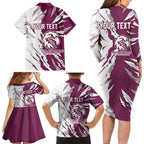 Personalized Manly Warringah Sea Eagles Family Matching Long Sleeve Bodycon Dress and Hawaiian Shirt Dynamic Lightning Mascot Rugby Australia