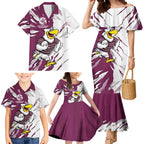 Personalized Manly Warringah Sea Eagles Family Matching Mermaid Dress and Hawaiian Shirt Dynamic Lightning Mascot Rugby Australia