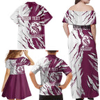 Personalized Manly Warringah Sea Eagles Family Matching Off Shoulder Maxi Dress and Hawaiian Shirt Dynamic Lightning Mascot Rugby Australia