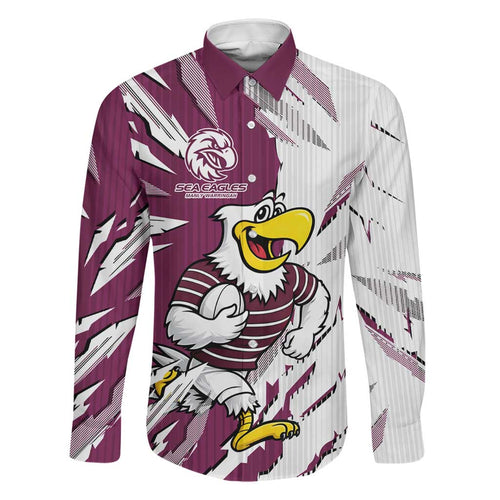 Personalized Manly Warringah Sea Eagles Family Matching Off Shoulder Maxi Dress and Hawaiian Shirt Dynamic Lightning Mascot Rugby Australia