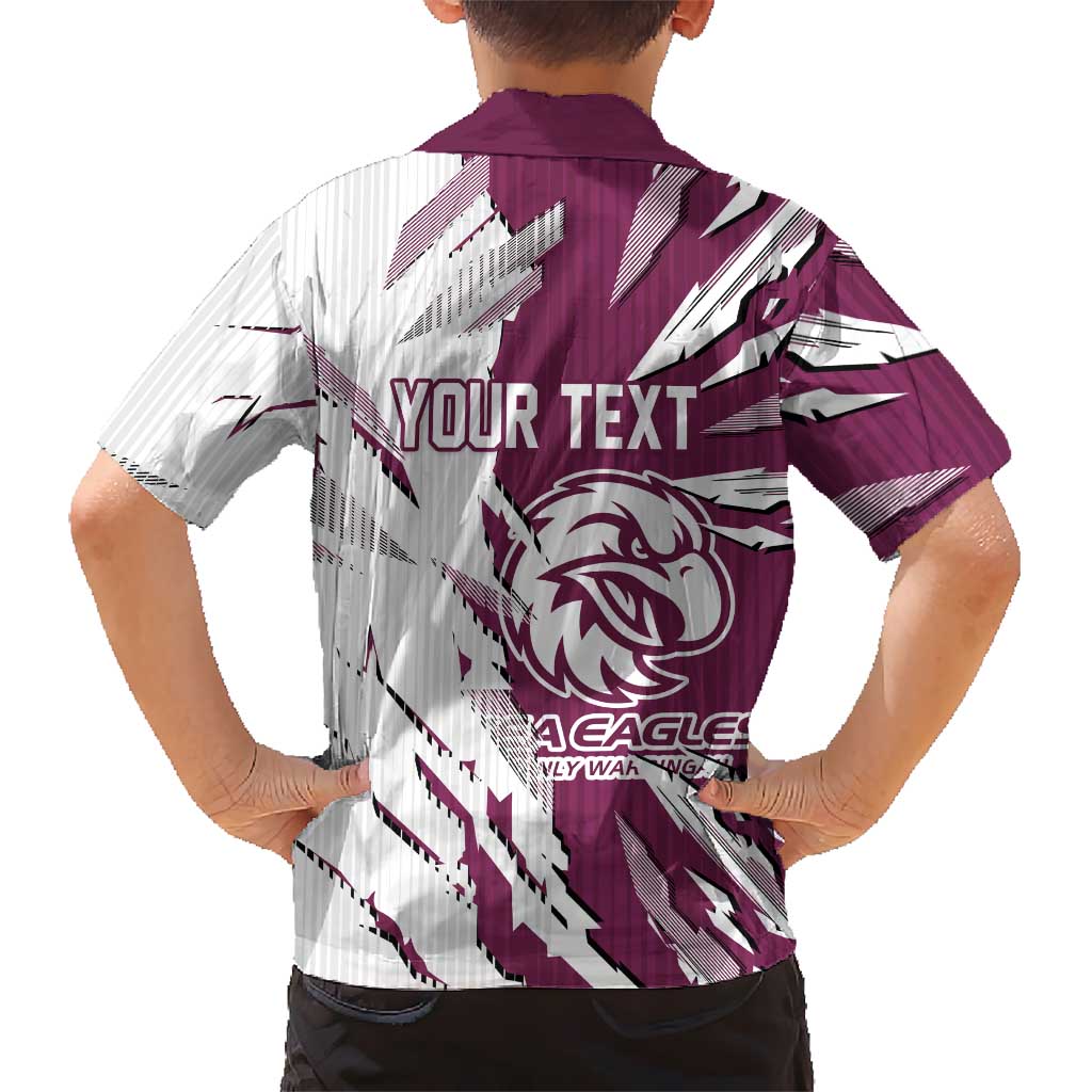 Personalized Manly Warringah Sea Eagles Family Matching Short Sleeve Bodycon Dress and Hawaiian Shirt Dynamic Lightning Mascot Rugby Australia