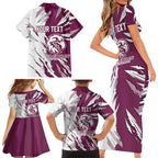 Personalized Manly Warringah Sea Eagles Family Matching Short Sleeve Bodycon Dress and Hawaiian Shirt Dynamic Lightning Mascot Rugby Australia