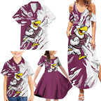Personalized Manly Warringah Sea Eagles Family Matching Summer Maxi Dress and Hawaiian Shirt Dynamic Lightning Mascot Rugby Australia