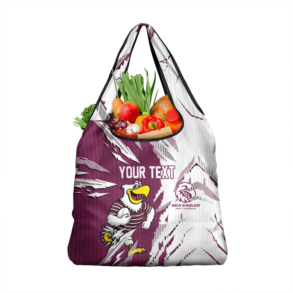 Personalized Manly Warringah Sea Eagles Grocery Bag Dynamic Lightning Mascot Rugby Australia