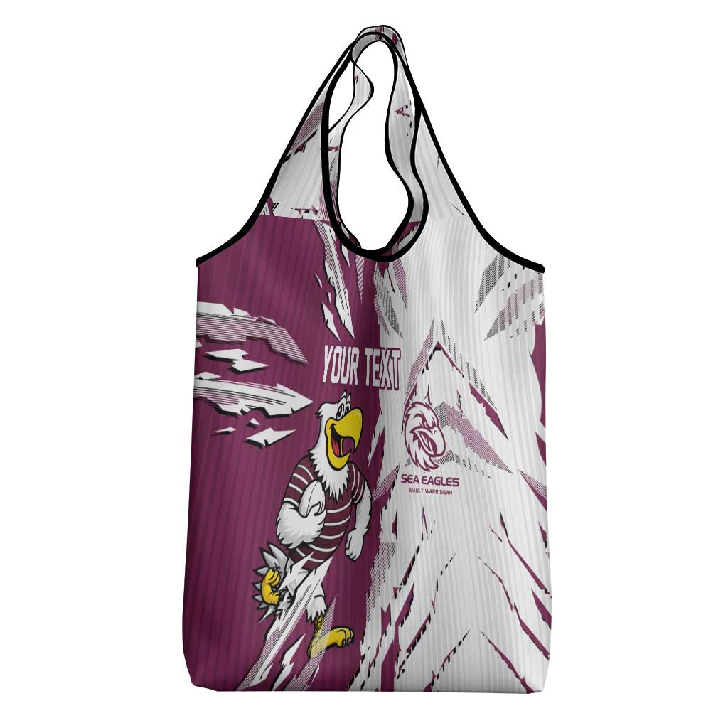 Personalized Manly Warringah Sea Eagles Grocery Bag Dynamic Lightning Mascot Rugby Australia
