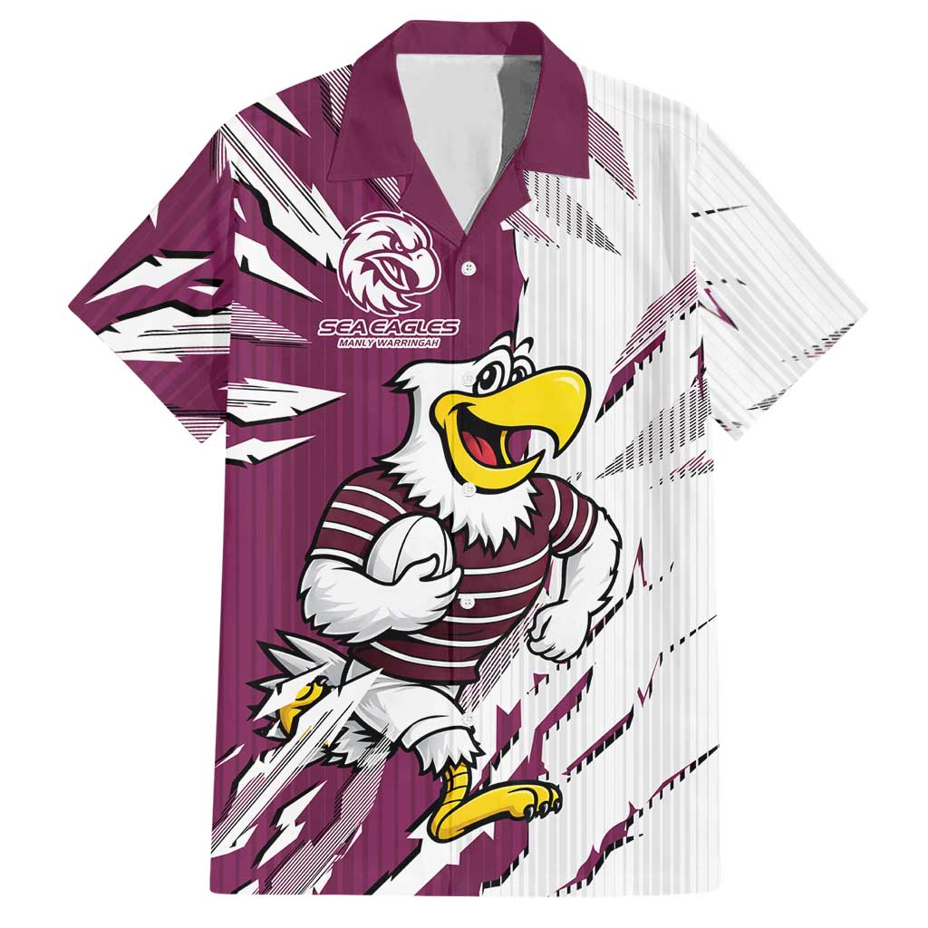 Personalized Manly Warringah Sea Eagles Hawaiian Shirt Dynamic Lightning Mascot Rugby Australia