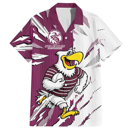 Personalized Manly Warringah Sea Eagles Hawaiian Shirt Dynamic Lightning Mascot Rugby Australia