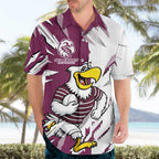 Personalized Manly Warringah Sea Eagles Hawaiian Shirt Dynamic Lightning Mascot Rugby Australia