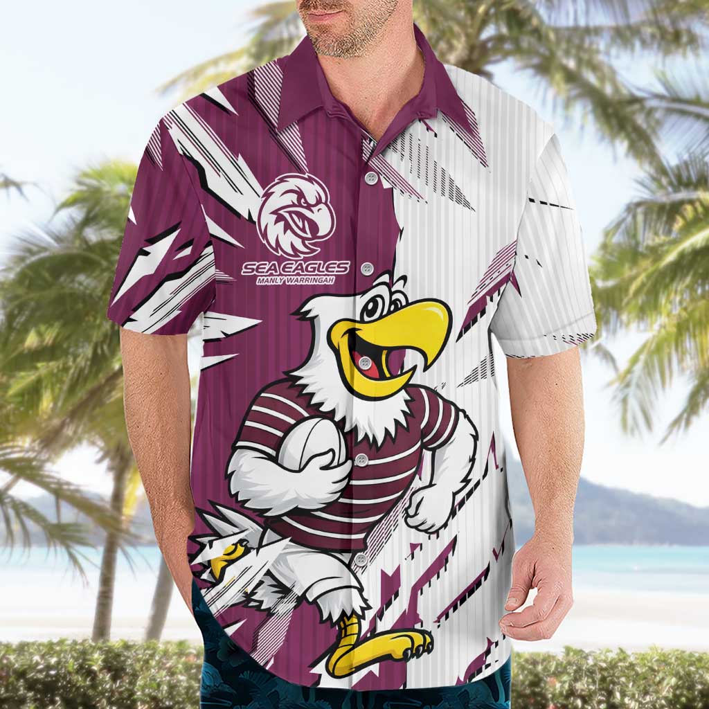 Personalized Manly Warringah Sea Eagles Hawaiian Shirt Dynamic Lightning Mascot Rugby Australia