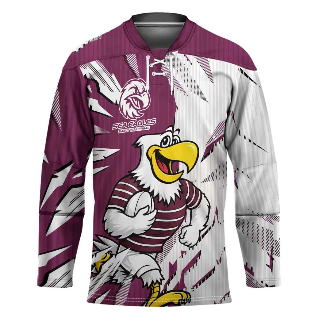 Personalized Manly Warringah Sea Eagles Hockey Jersey Dynamic Lightning Mascot Rugby Australia