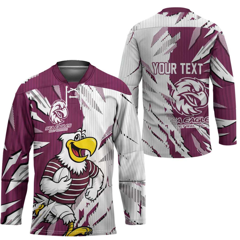 Personalized Manly Warringah Sea Eagles Hockey Jersey Dynamic Lightning Mascot Rugby Australia