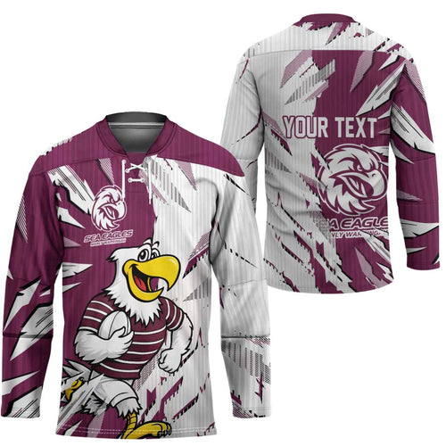 Personalized Manly Warringah Sea Eagles Hockey Jersey Dynamic Lightning Mascot Rugby Australia