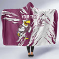 Personalized Manly Warringah Sea Eagles Hooded Blanket Dynamic Lightning Mascot Rugby Australia