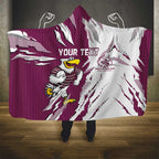 Personalized Manly Warringah Sea Eagles Hooded Blanket Dynamic Lightning Mascot Rugby Australia