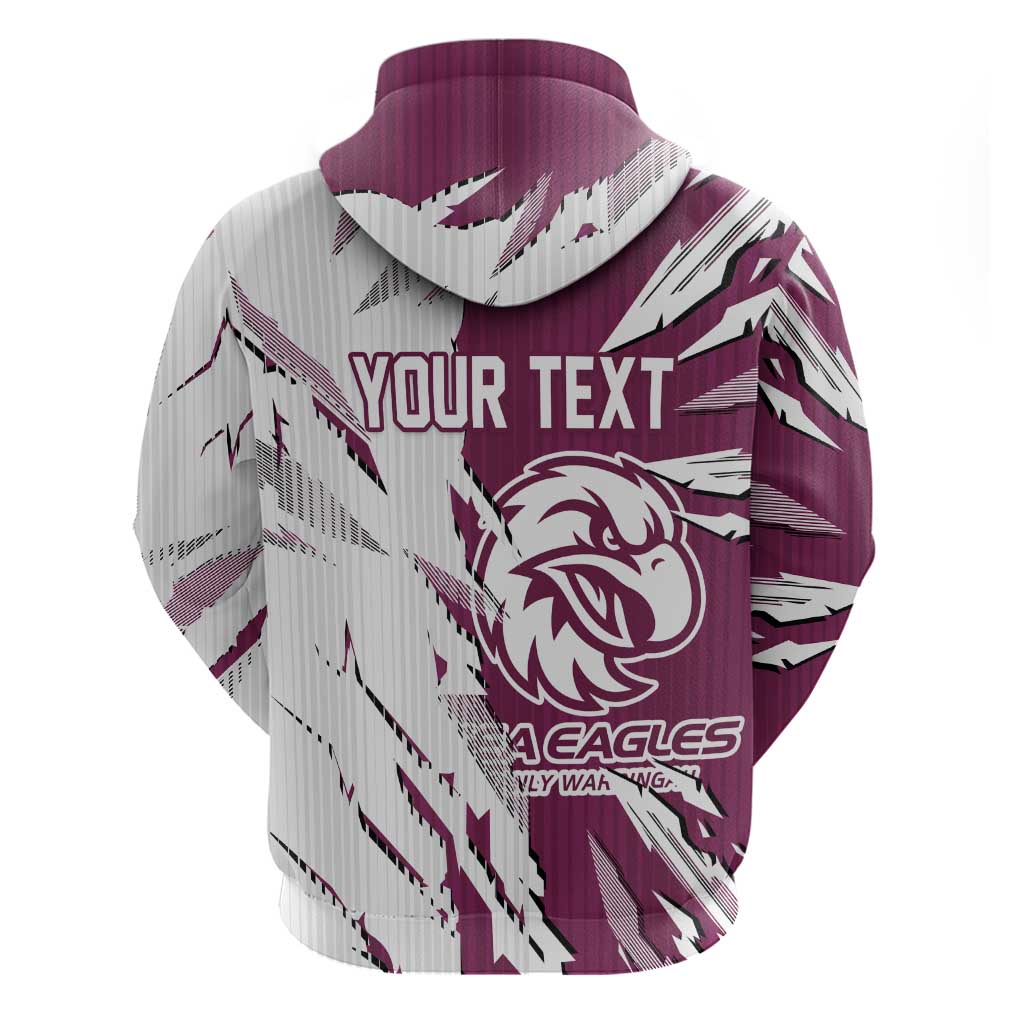 Personalized Manly Warringah Sea Eagles Hoodie Dynamic Lightning Mascot Rugby Australia
