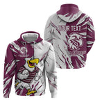 Personalized Manly Warringah Sea Eagles Hoodie Dynamic Lightning Mascot Rugby Australia