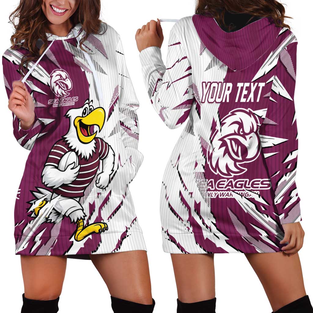 Personalized Manly Warringah Sea Eagles Hoodie Dress Dynamic Lightning Mascot Rugby Australia