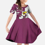 Personalized Manly Warringah Sea Eagles Kid Short Sleeve Dress Dynamic Lightning Mascot Rugby Australia